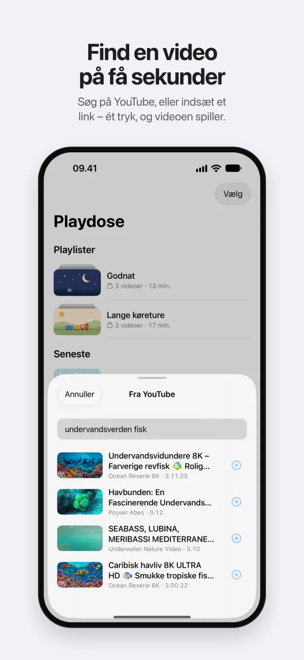 Find en video på YouTube på få sekunder.